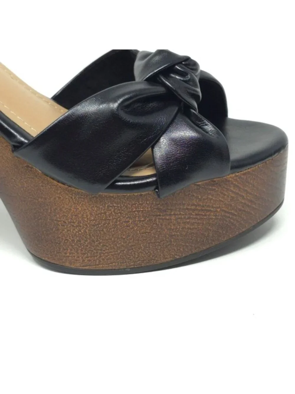 Journee Lorrica Black Knotted Platform Sandals Tru Comfort 9M - Picture 8 of 13